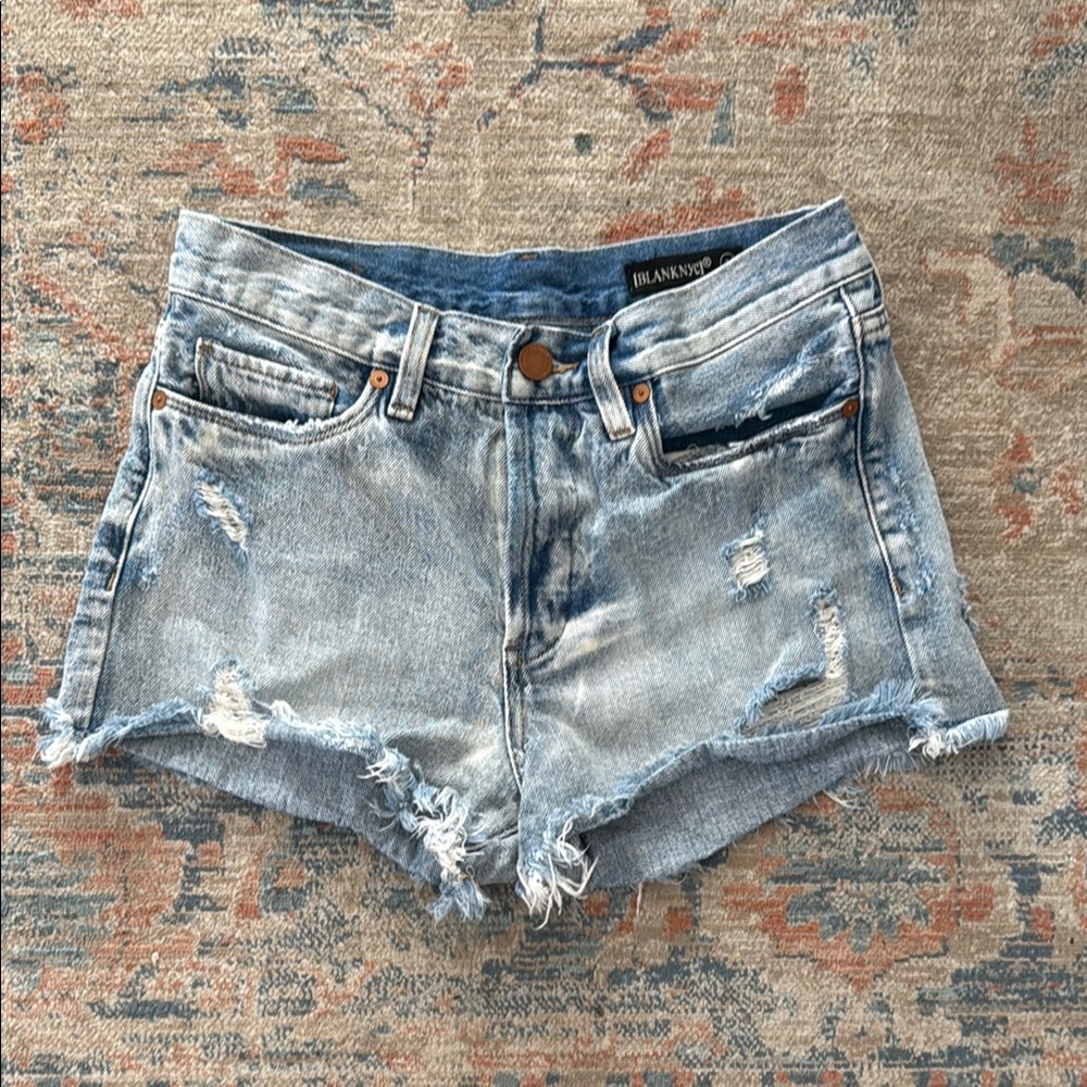 Blank NYC Women's Distressed Denim Shorts - Light Blue
